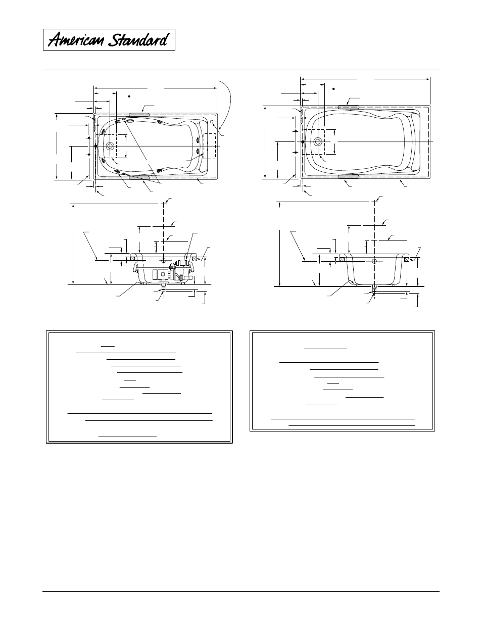 Cadet™ 6’ x 42” whirlpool & bathing pool, High gloss acrylic | American Standard Cadet Whirlpool and Bathing Pool 2774.018WC User Manual | Page 2 / 2