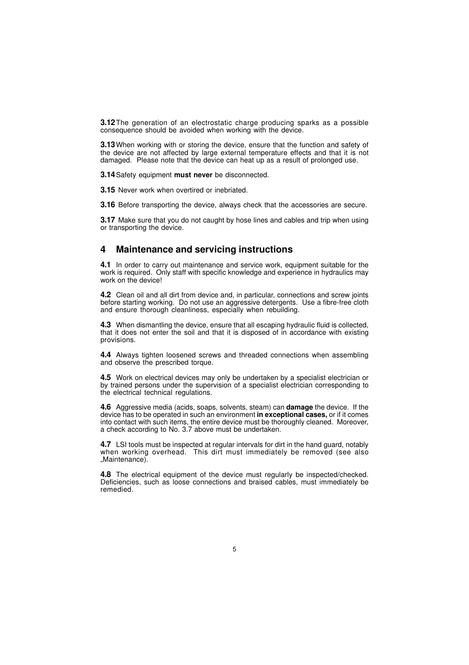 4maintenance and servicing instructions | Lukas LSI 400 User Manual | Page 5 / 19