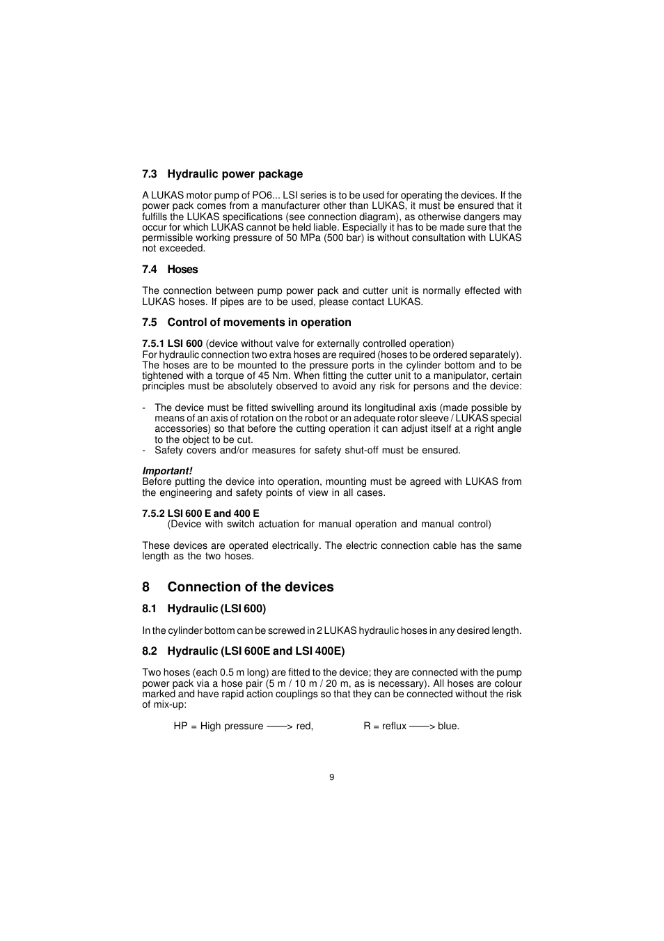8connection of the devices | Lukas LSI 400 User Manual | Page 9 / 19