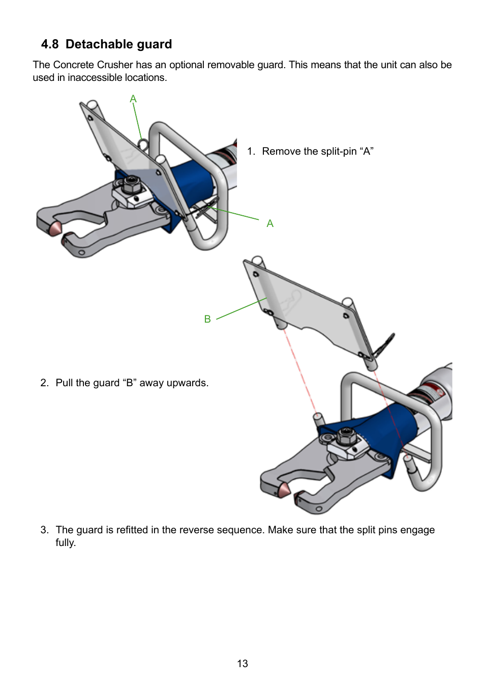 8 detachable guard | Lukas Concrete crushers User Manual | Page 13 / 48