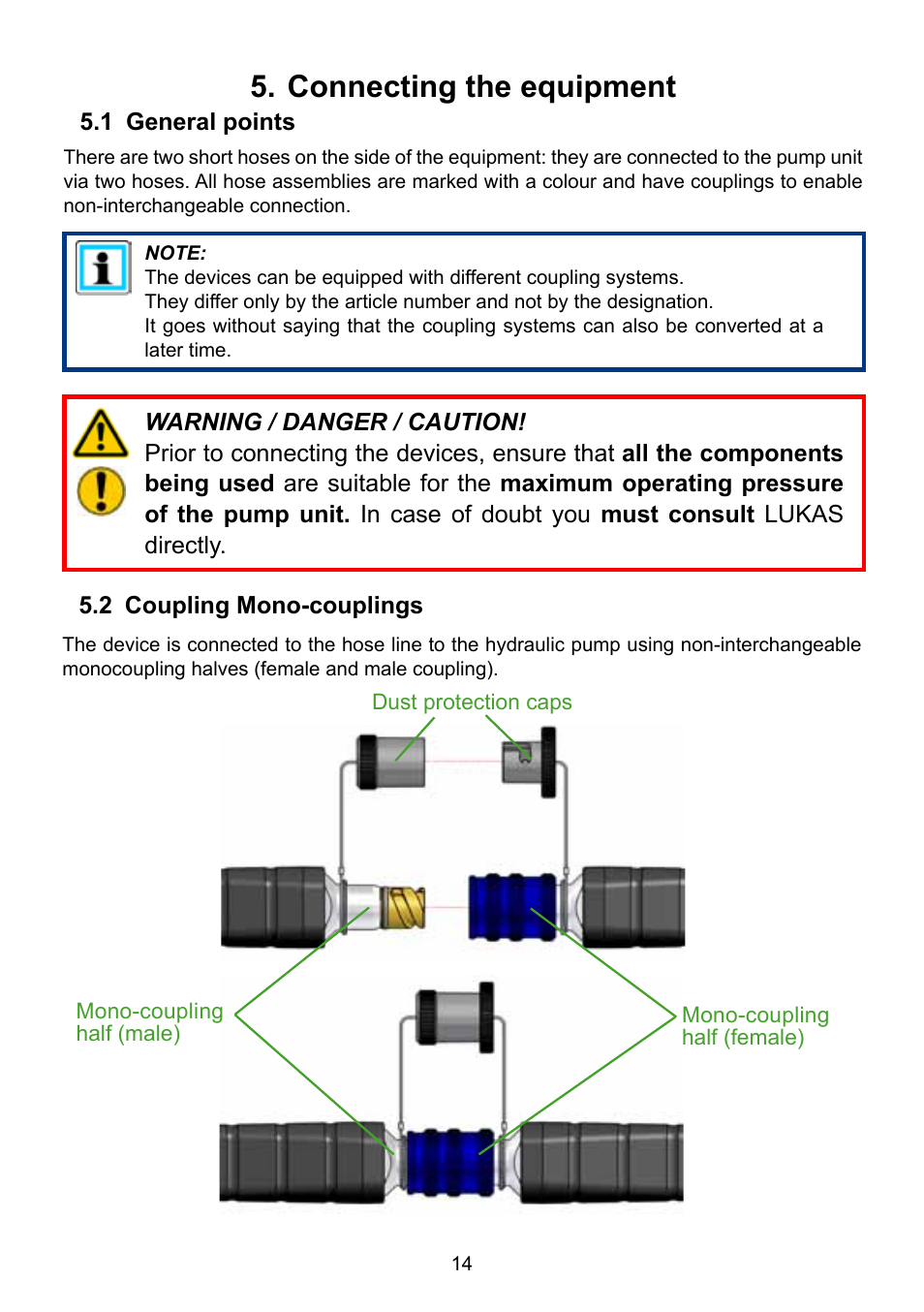 Connecting the equipment | Lukas Concrete crushers User Manual | Page 14 / 48