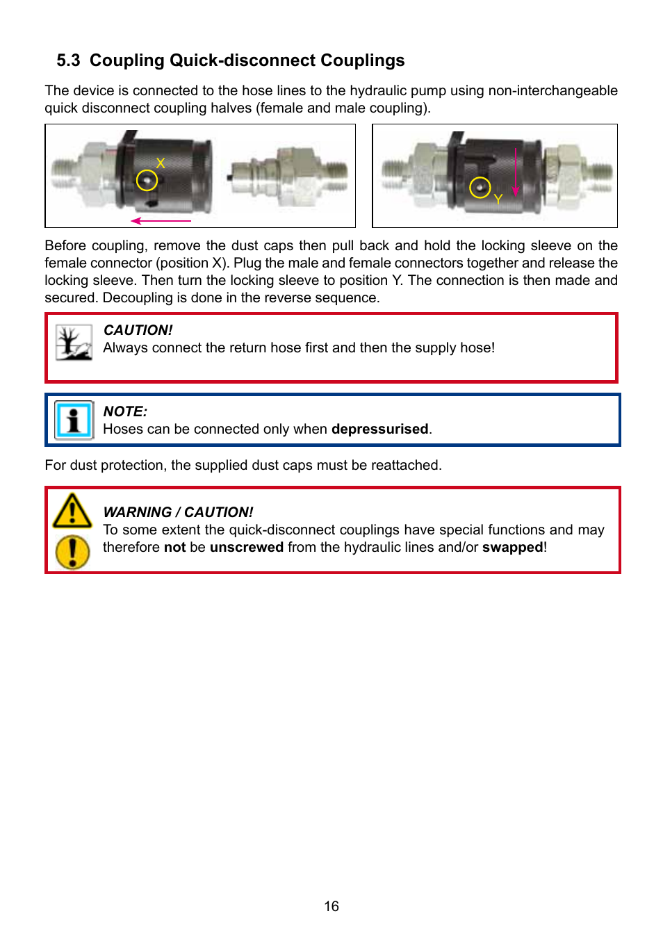 3 coupling quick-disconnect couplings | Lukas Concrete crushers User Manual | Page 16 / 48