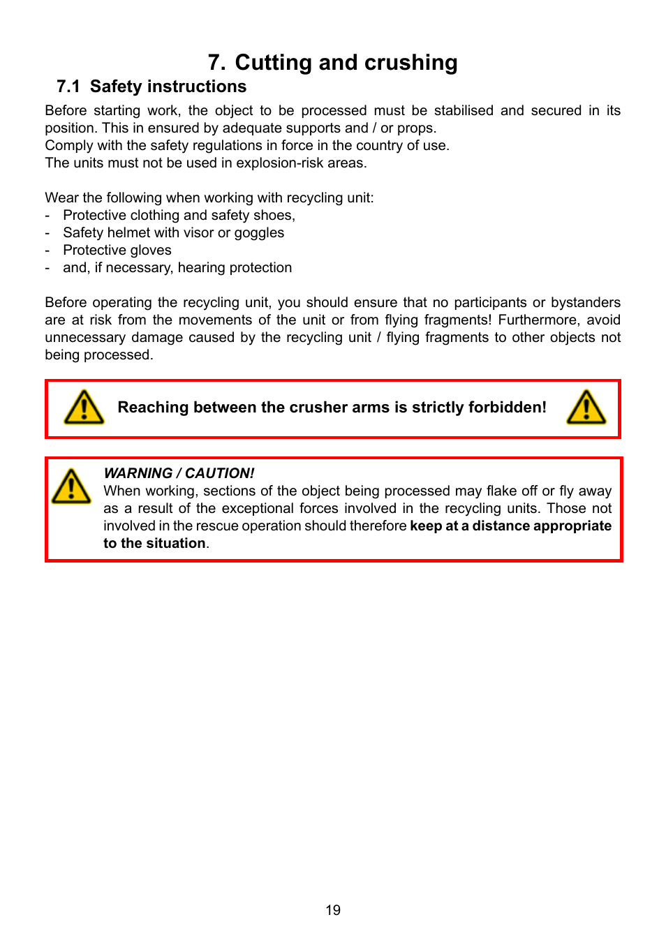 Cutting and crushing | Lukas Concrete crushers User Manual | Page 19 / 48