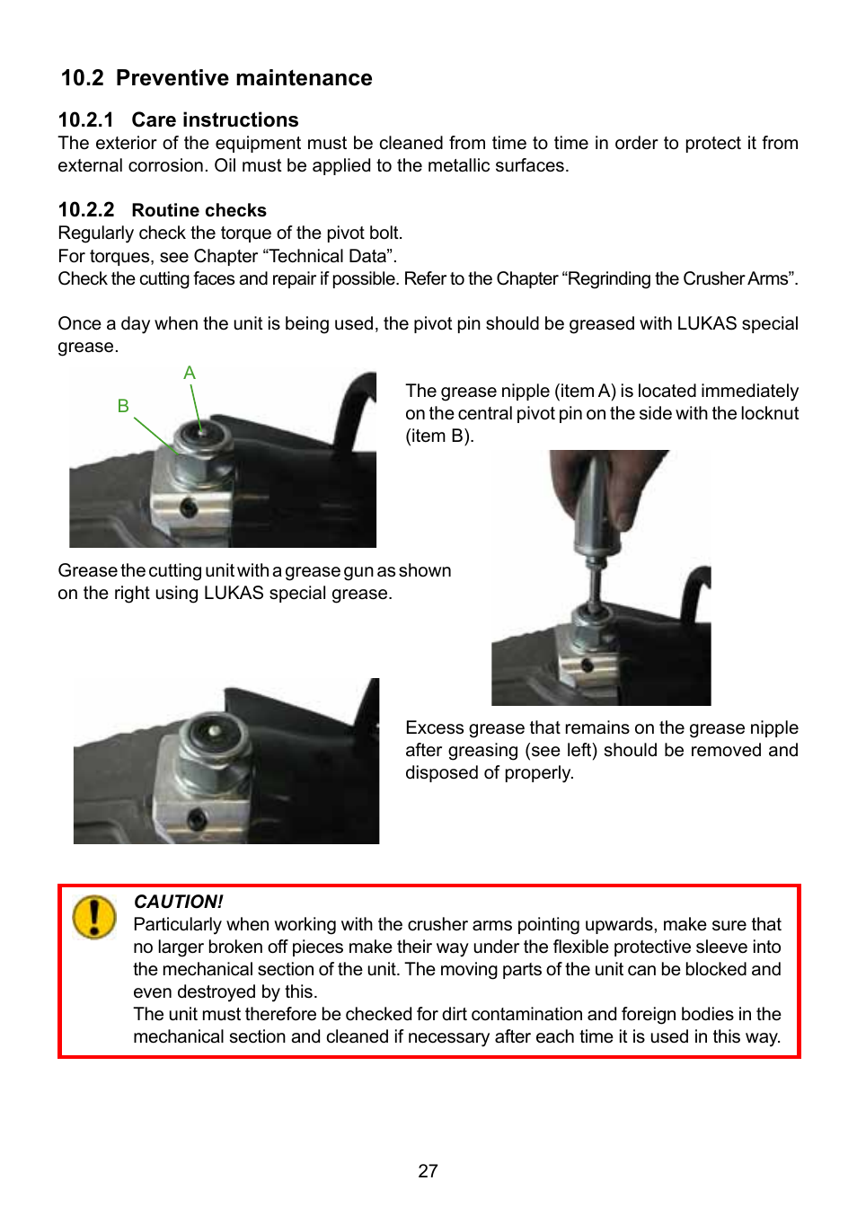 2 preventive maintenance | Lukas Concrete crushers User Manual | Page 27 / 48