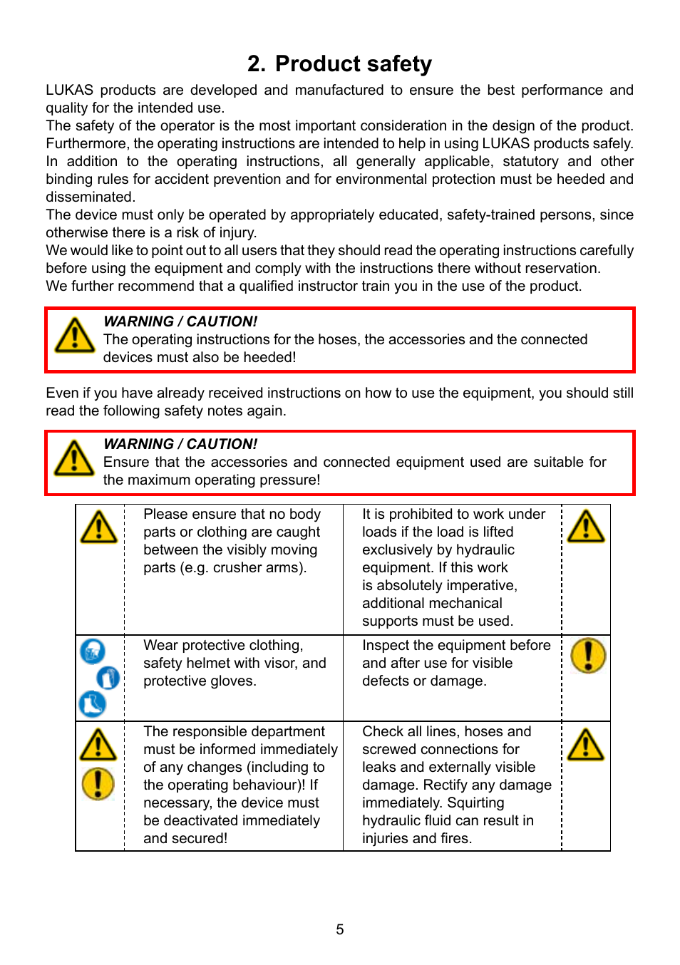 Product safety | Lukas Concrete crushers User Manual | Page 5 / 48