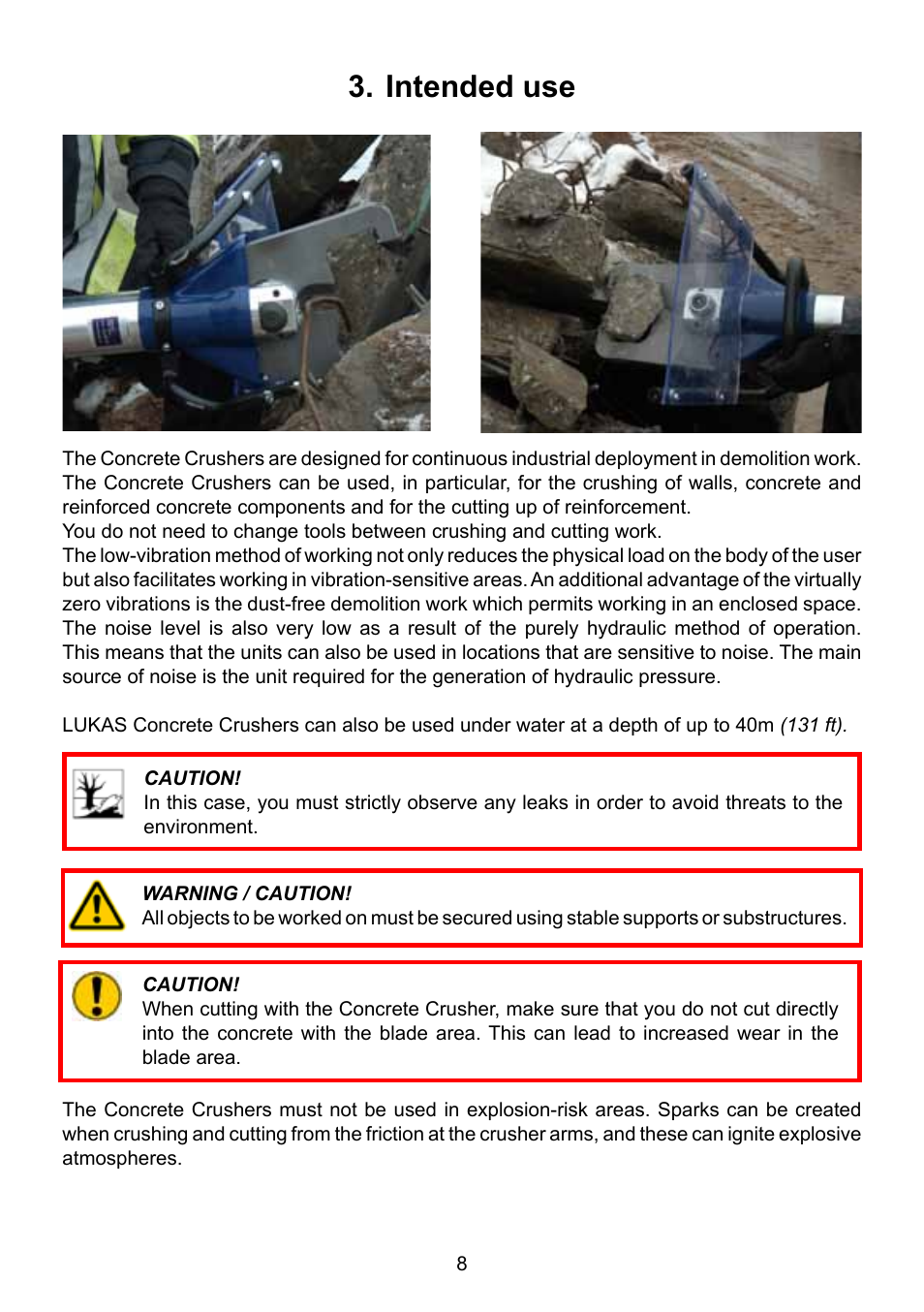 Intended use | Lukas Concrete crushers User Manual | Page 8 / 48