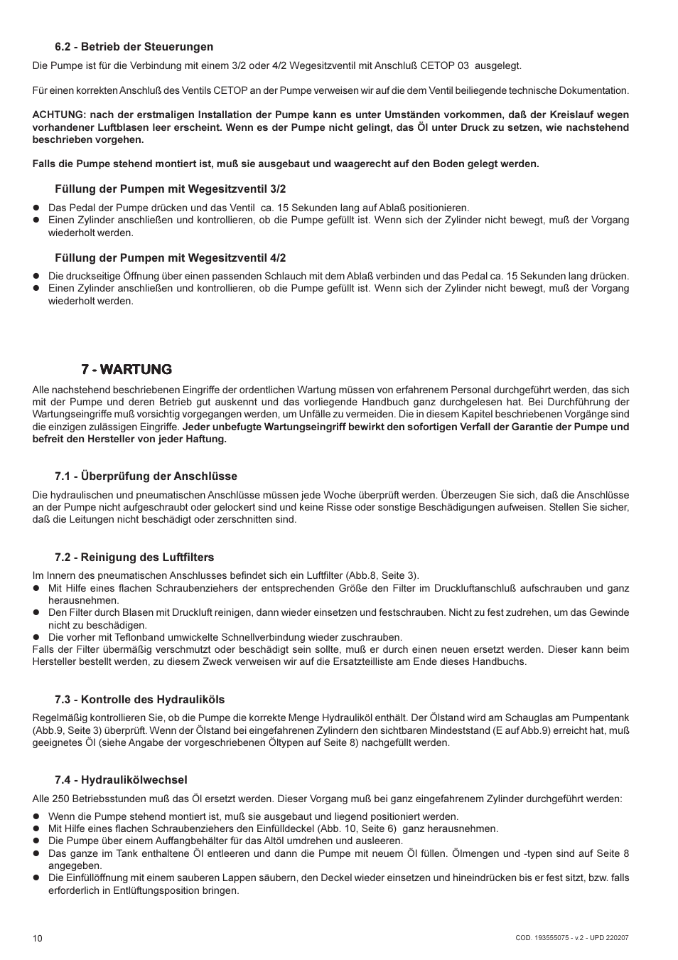 7 - war, 7 - war 7 - wartung tung tung tung tung | Lukas AHP 2-1E-632 User Manual | Page 10 / 40