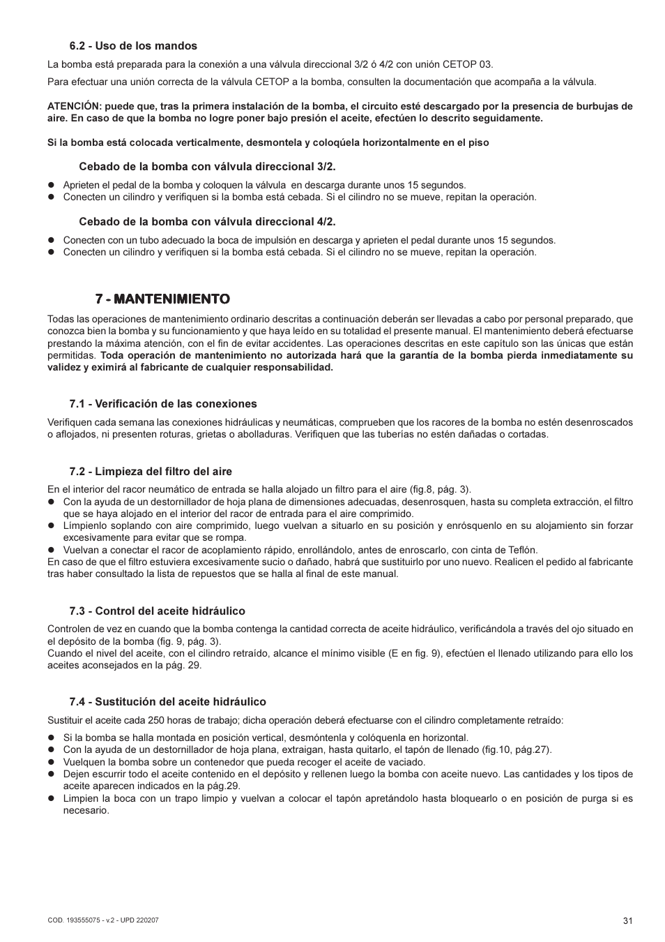 7 - mantenimient | Lukas AHP 2-1E-632 User Manual | Page 31 / 40