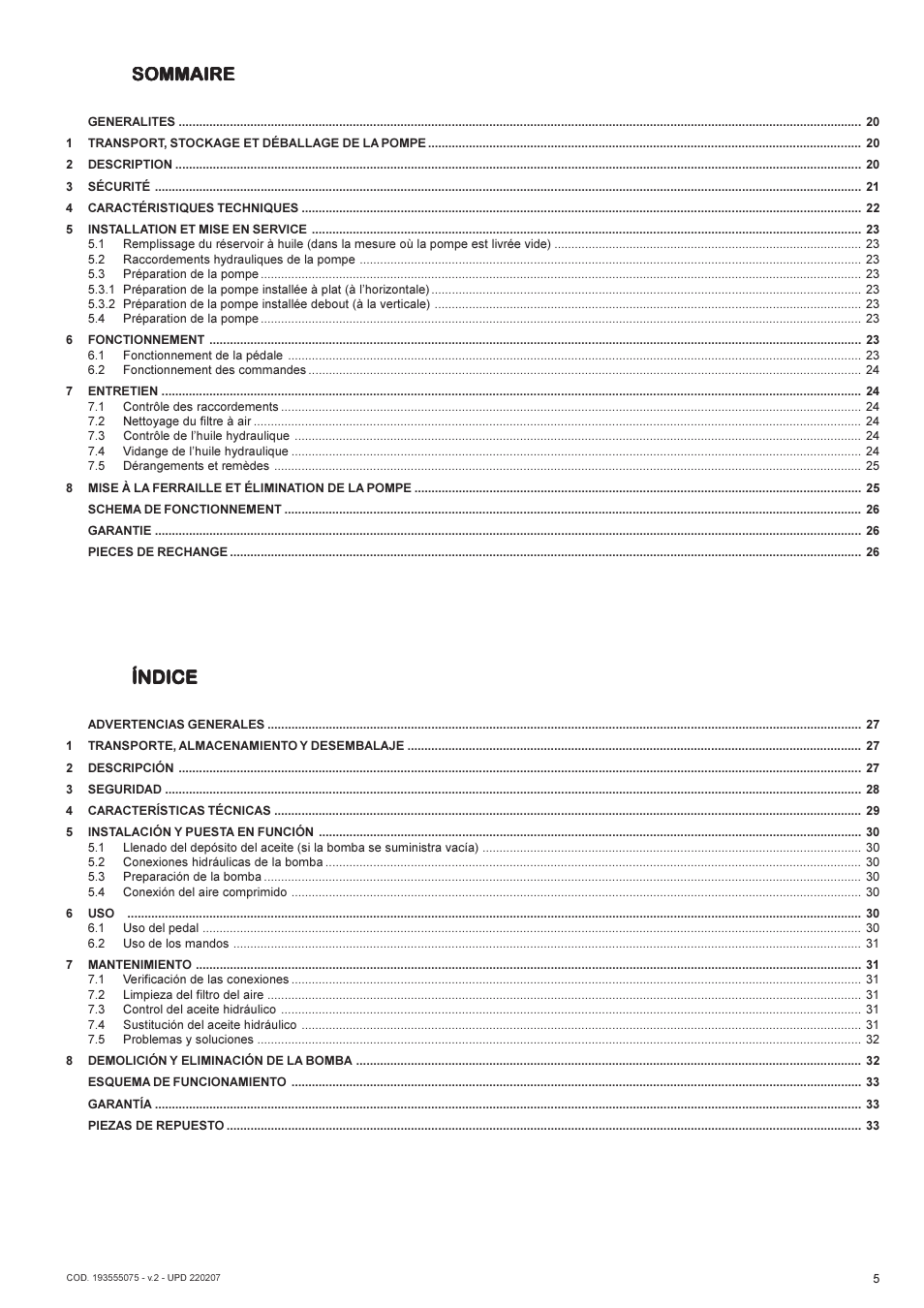 Índice, Sommaire | Lukas AHP 2-1E-632 User Manual | Page 5 / 40