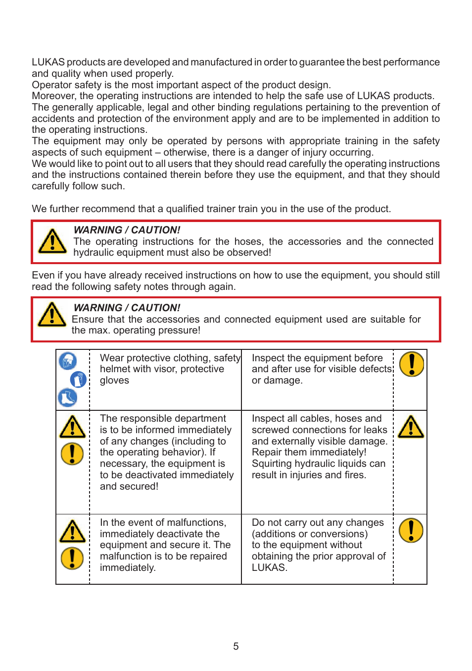 Product safety | Lukas SHR 20 User Manual | Page 5 / 36