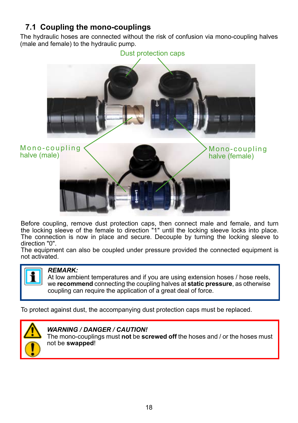 1 coupling the mono-couplings | Lukas P 640 TG User Manual | Page 18 / 48