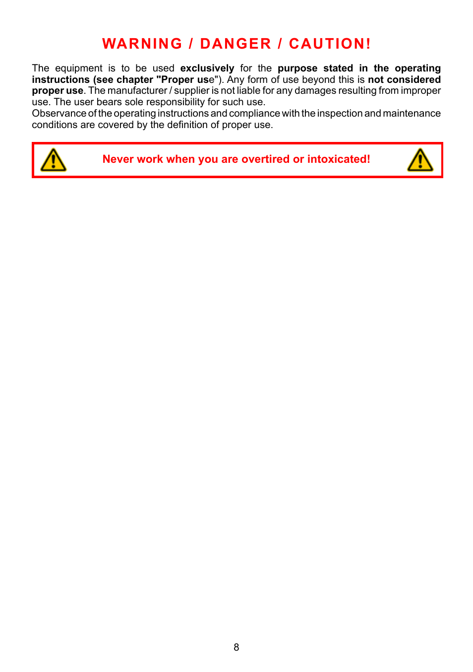 Warning / danger / caution | Lukas P 640 TG User Manual | Page 8 / 48