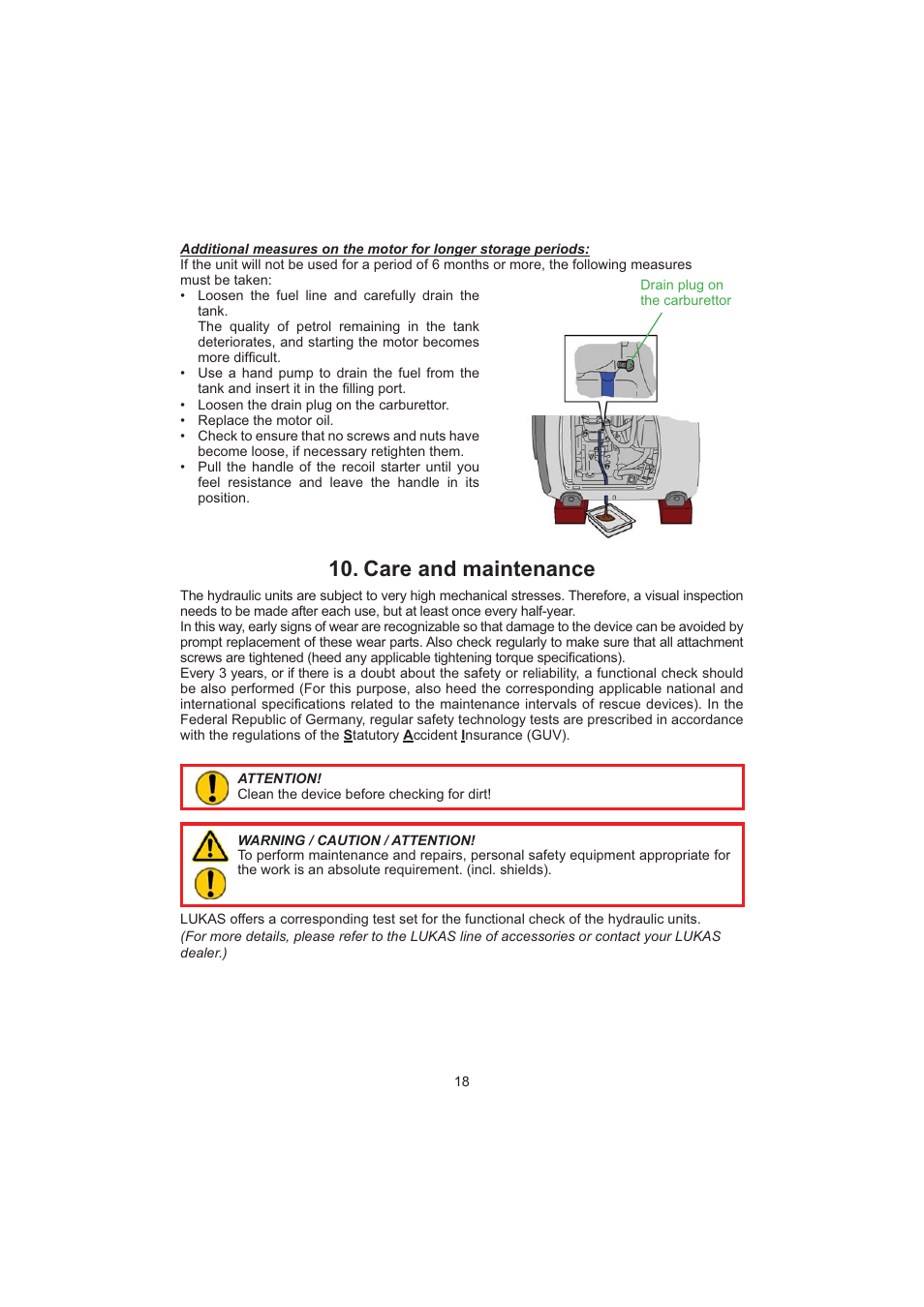 Care and maintenance | Lukas P 660 SG User Manual | Page 18 / 32