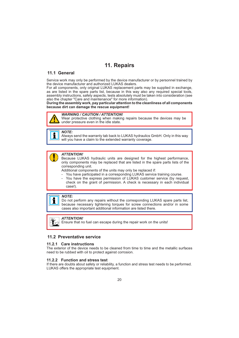 Repairs | Lukas P 660 SG User Manual | Page 20 / 32