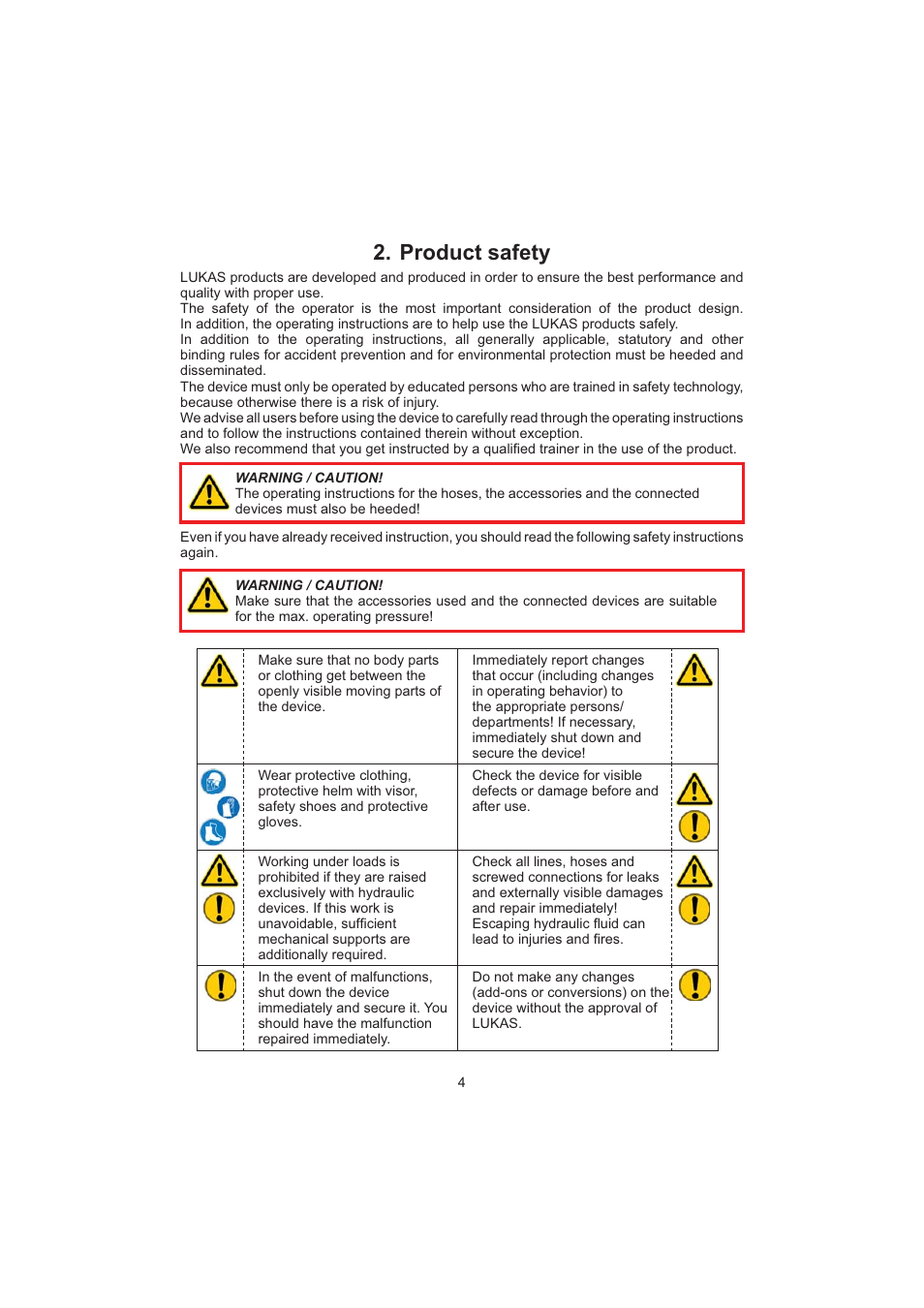 Product safety | Lukas P 660 SG User Manual | Page 4 / 32
