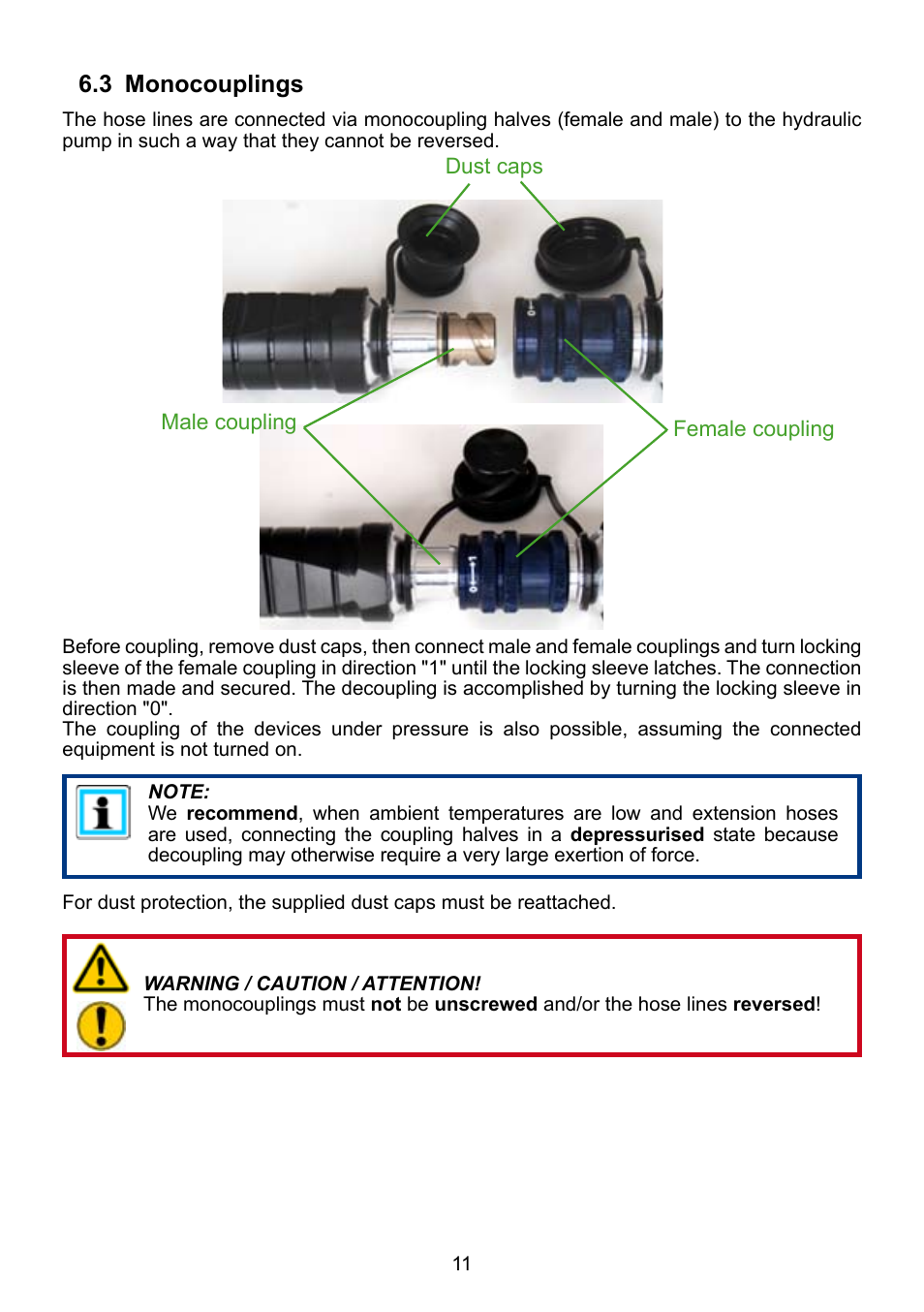 3 monocouplings | Lukas ZPH 3/4 User Manual | Page 11 / 32