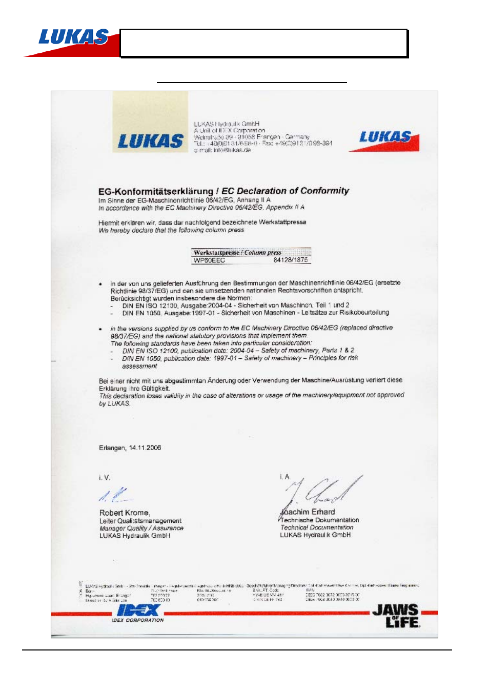 Lukas WP60EEC User Manual | Page 7 / 7