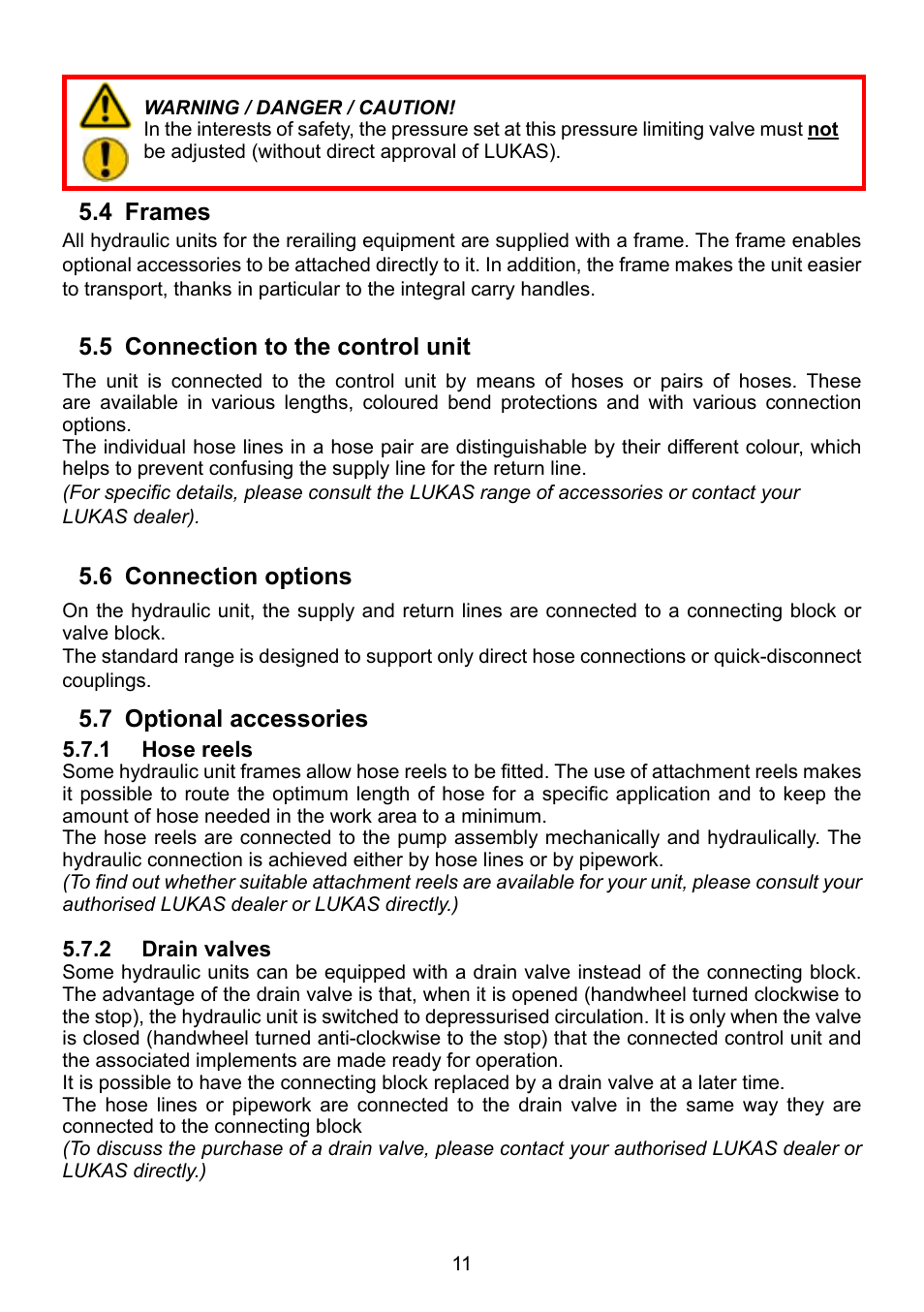 4 frames, 7 optional accessories | Lukas Compact Units User Manual | Page 11 / 40