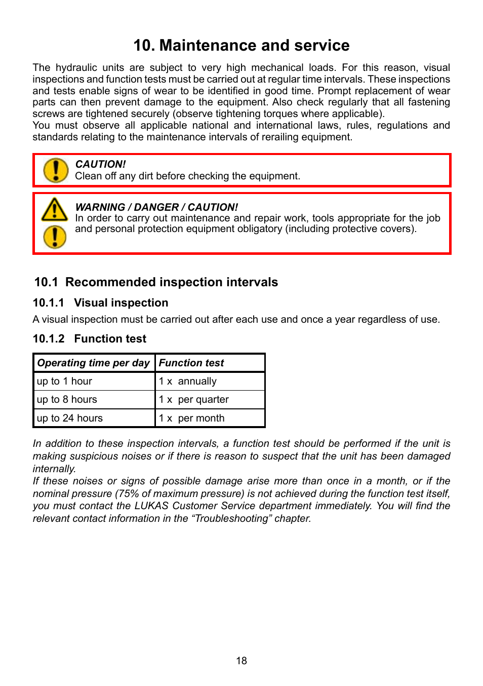 Maintenance and service 10 | Lukas Compact Units User Manual | Page 18 / 40