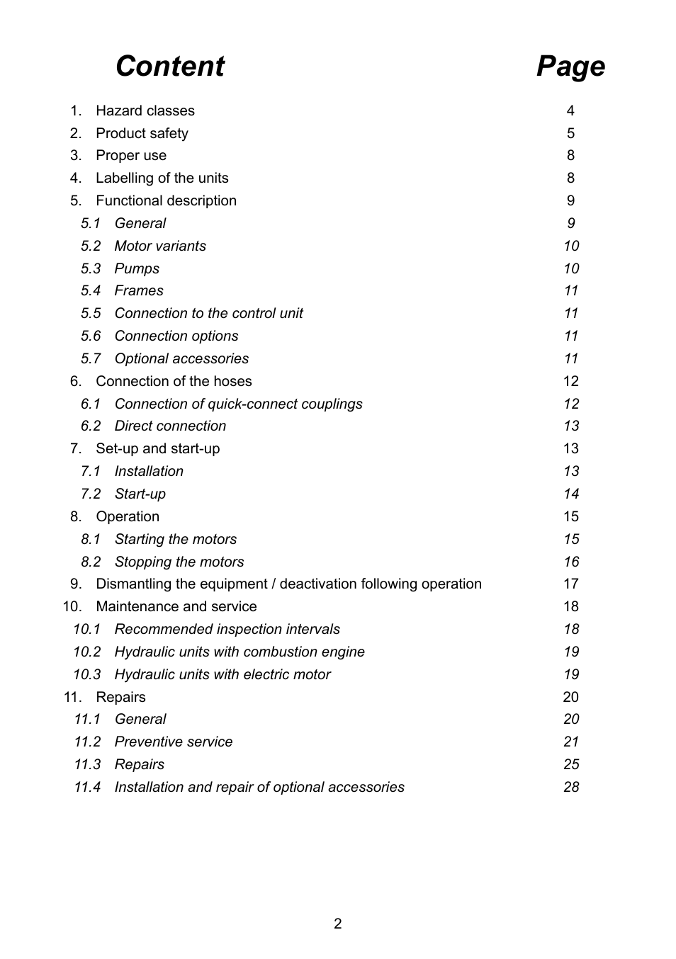 Content page | Lukas Compact Units User Manual | Page 2 / 40