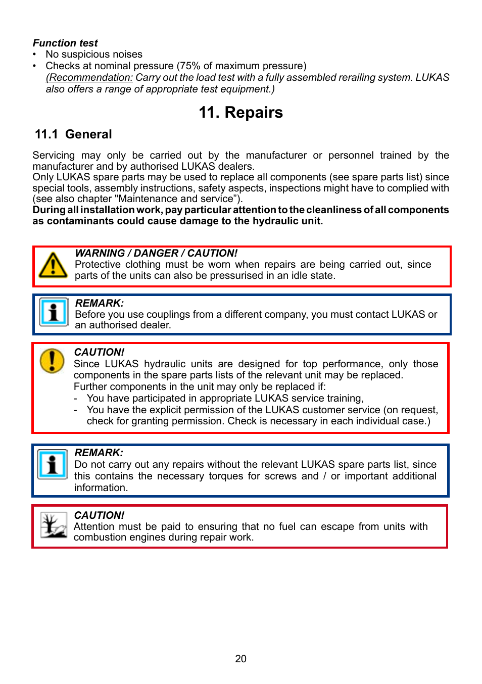 Repairs 11 | Lukas Compact Units User Manual | Page 20 / 40