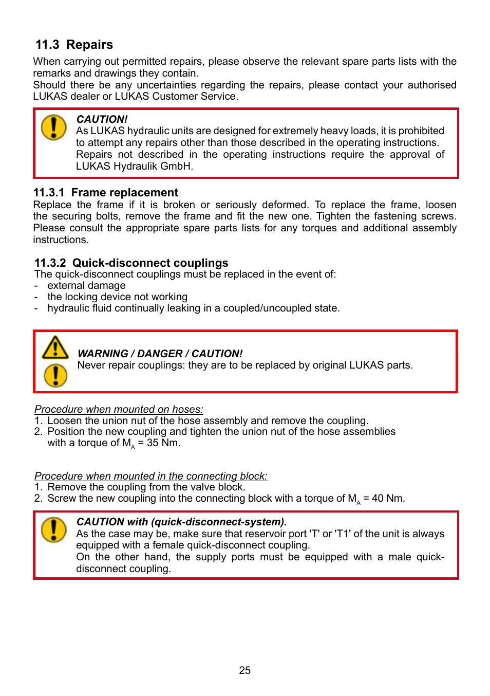 3 repairs | Lukas Compact Units User Manual | Page 25 / 40