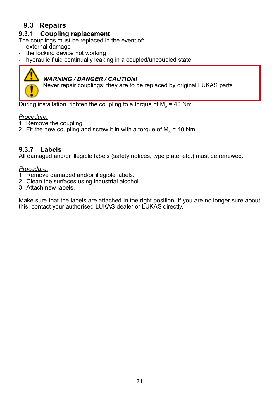 3 repairs | Lukas CT7 User Manual | Page 21 / 28