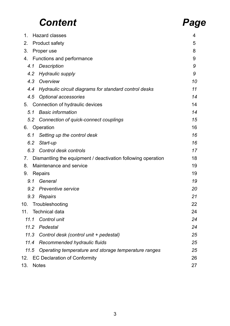 Content page | Lukas CT7 User Manual | Page 3 / 28