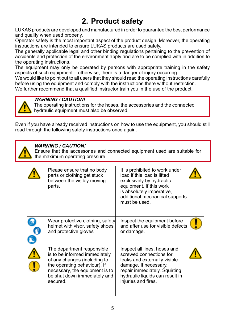 Product safety 2 | Lukas CT7 User Manual | Page 5 / 28