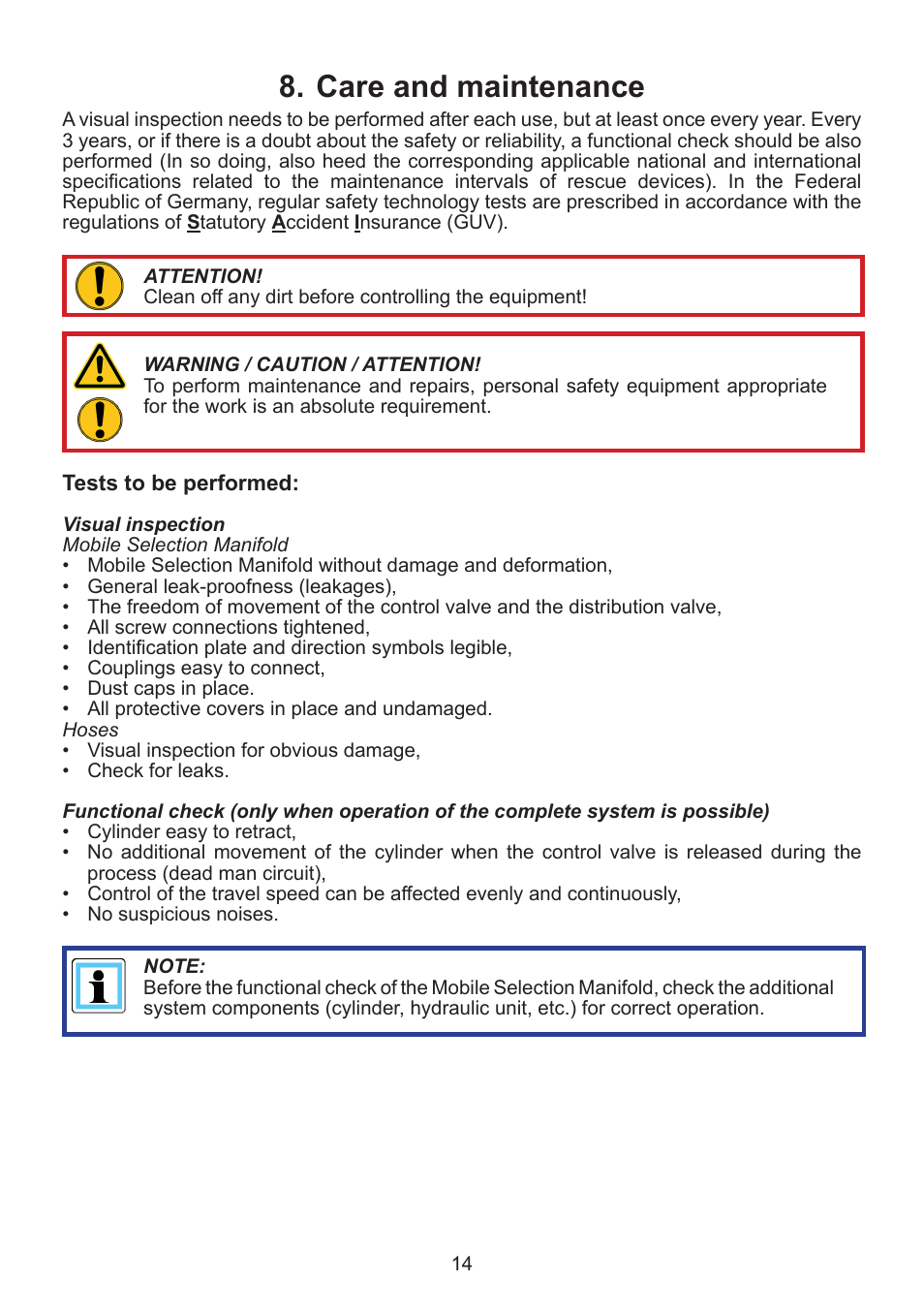 Care and maintenance 8 | Lukas MSM-2D mobile control module User Manual | Page 14 / 24