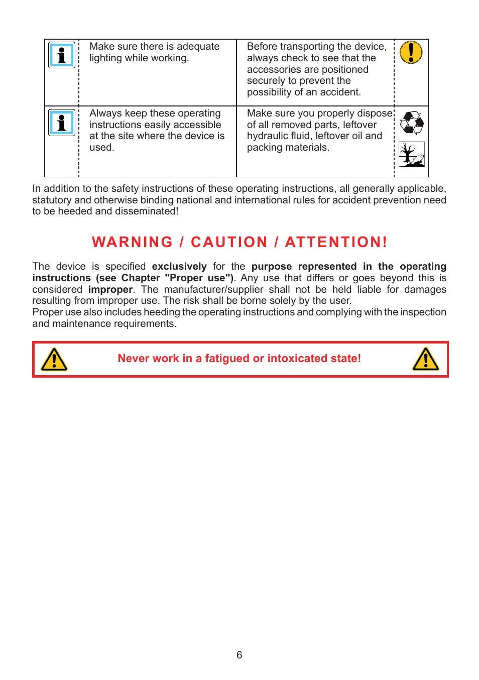 Warning / caution / attention | Lukas MSM-2D mobile control module User Manual | Page 6 / 24