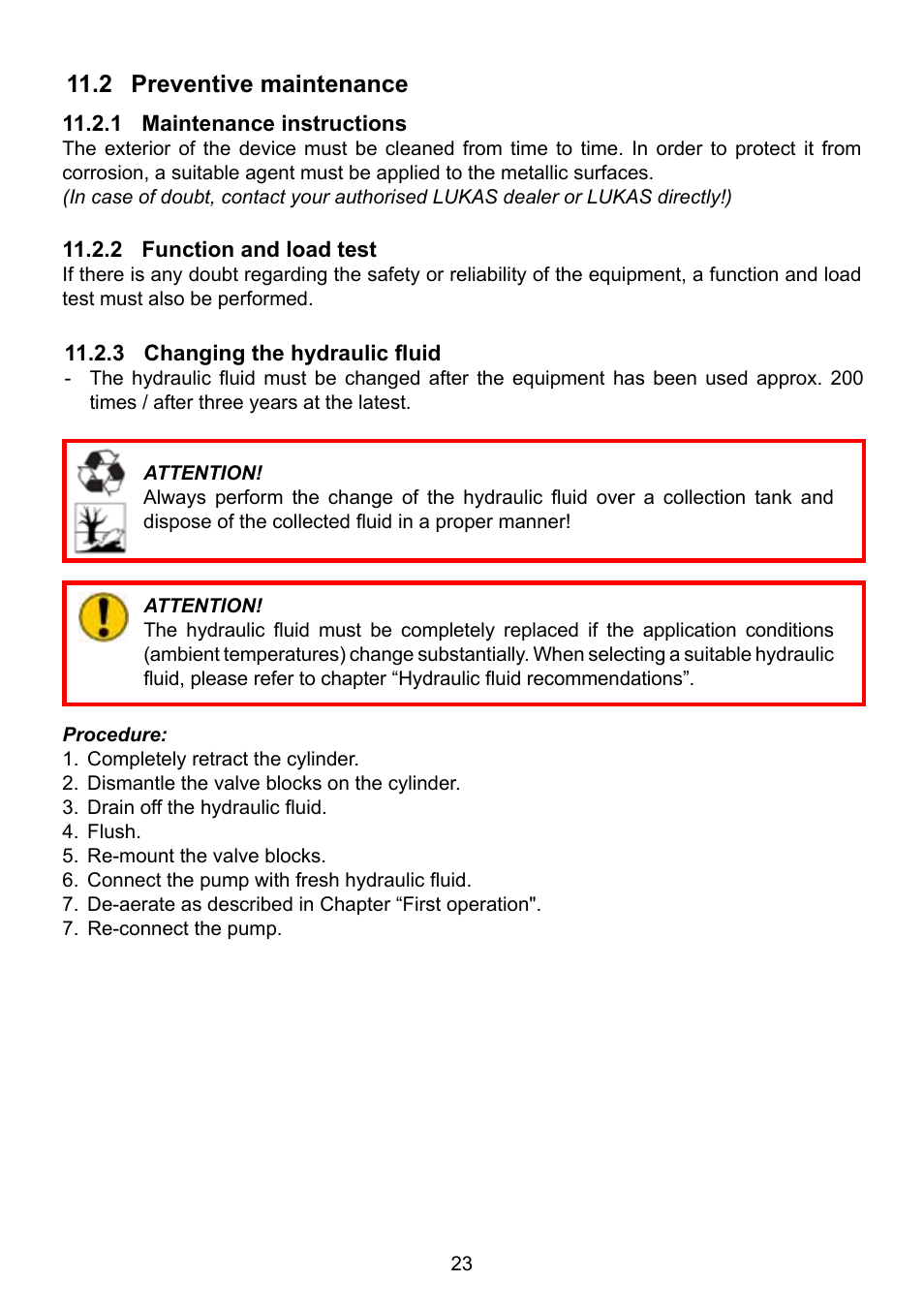 2 preventive maintenance | Lukas HP Cylinders User Manual | Page 23 / 32