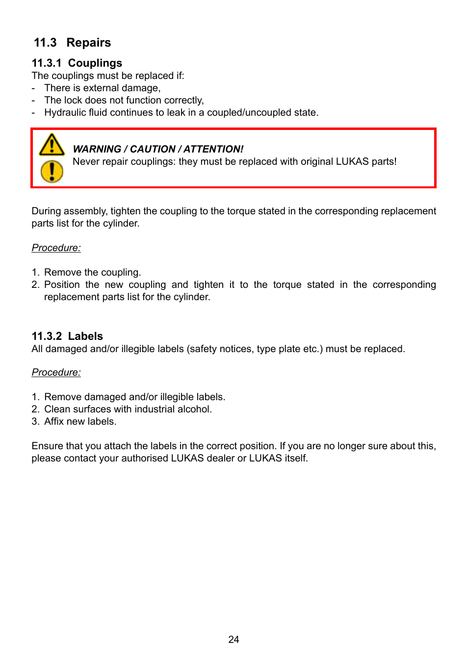 3 repairs | Lukas HP Cylinders User Manual | Page 24 / 32