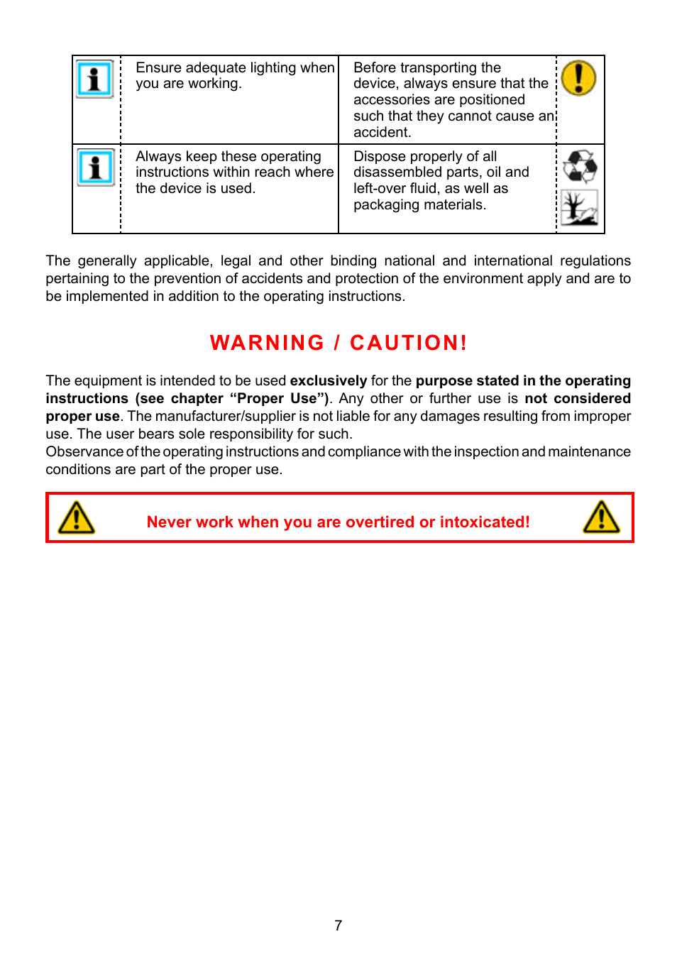 Warning / caution | Lukas HP Cylinders User Manual | Page 7 / 32