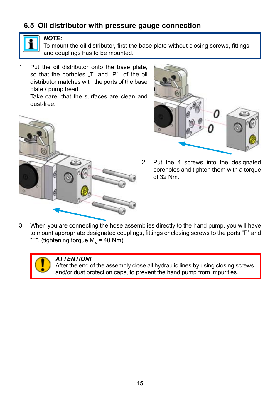 5 oil distributor with pressure gauge connection | Lukas LH2 User Manual | Page 15 / 44