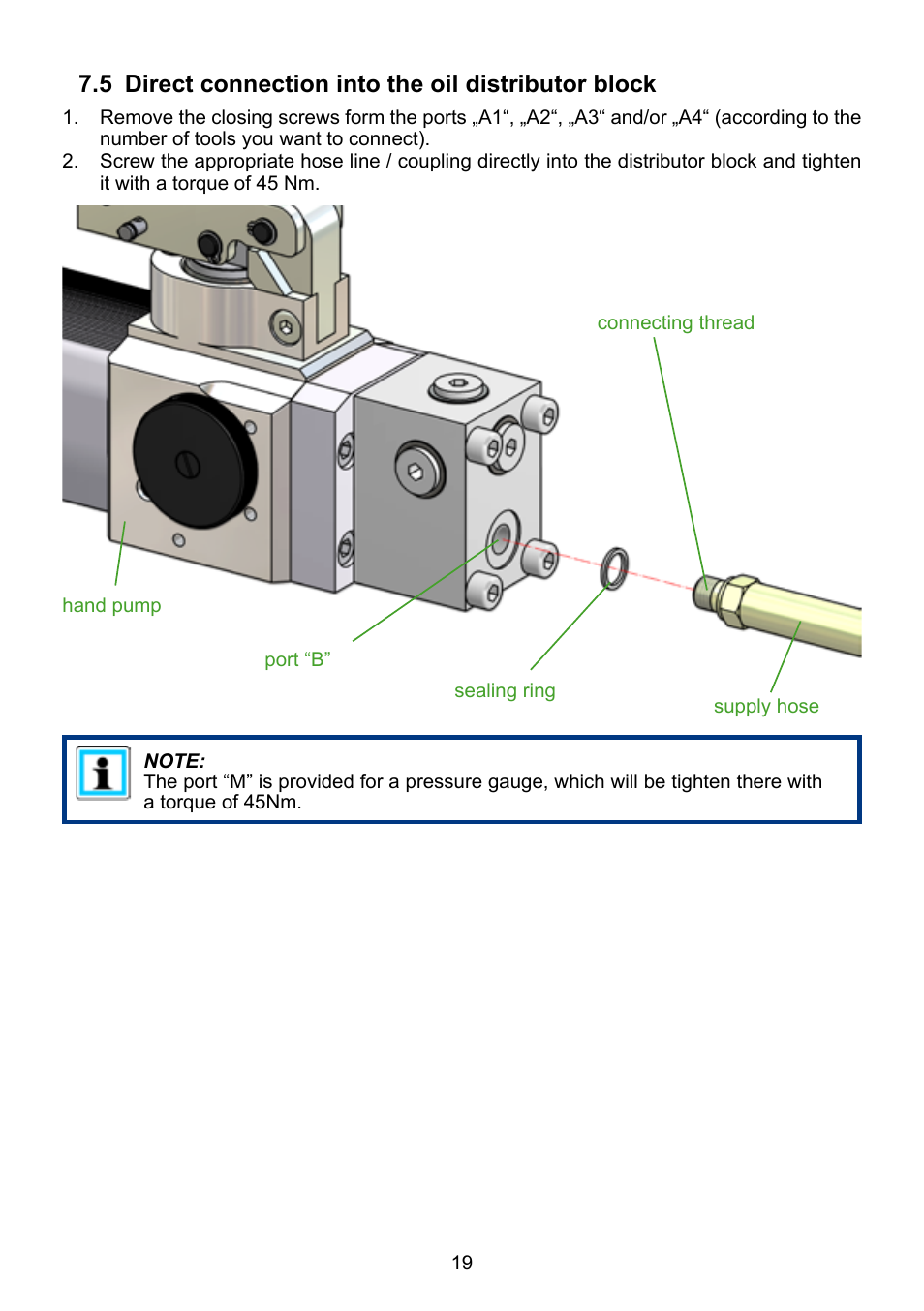 5 direct connection into the oil distributor block | Lukas LH2 User Manual | Page 19 / 44