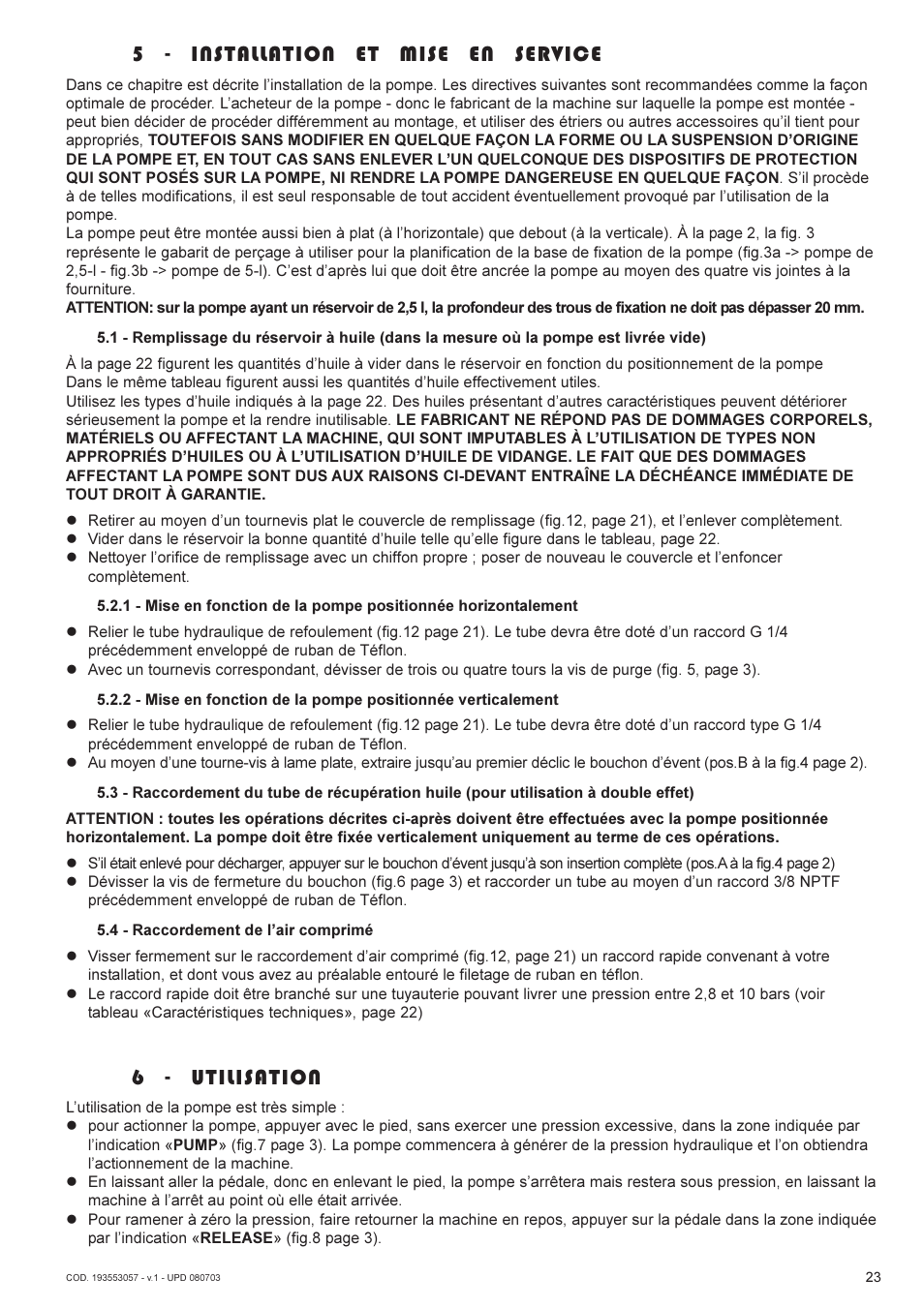 5 - installation et mise en service, 6 - utilisation | Lukas AHP2-1 User Manual | Page 23 / 42