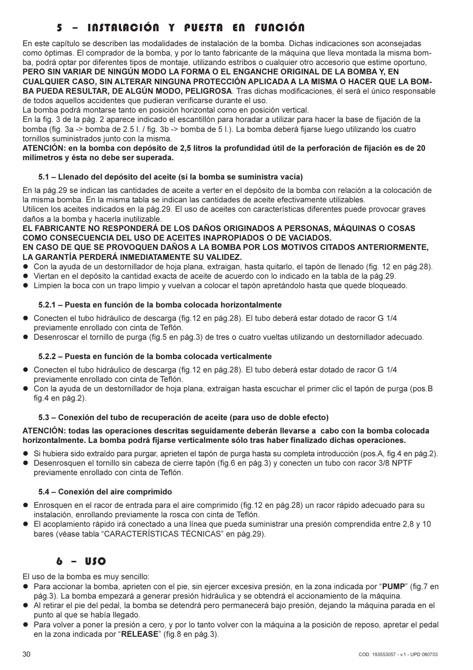 5  instalación y puesta en función, 6  uso | Lukas AHP2-1 User Manual | Page 30 / 42