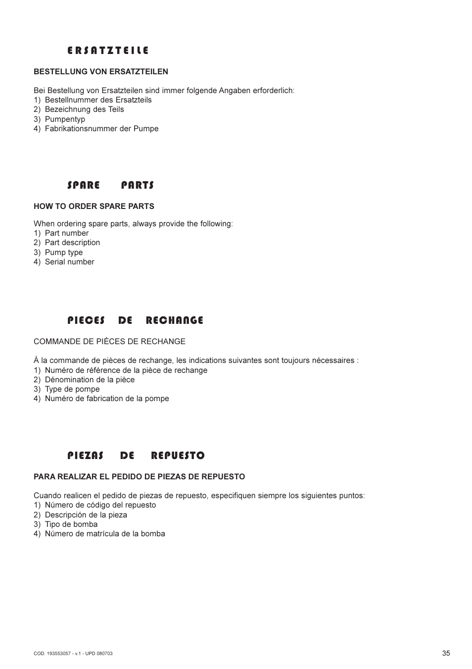 Spare parts, Pieces de rechange, Piezas de repuesto | Lukas AHP2-1 User Manual | Page 35 / 42