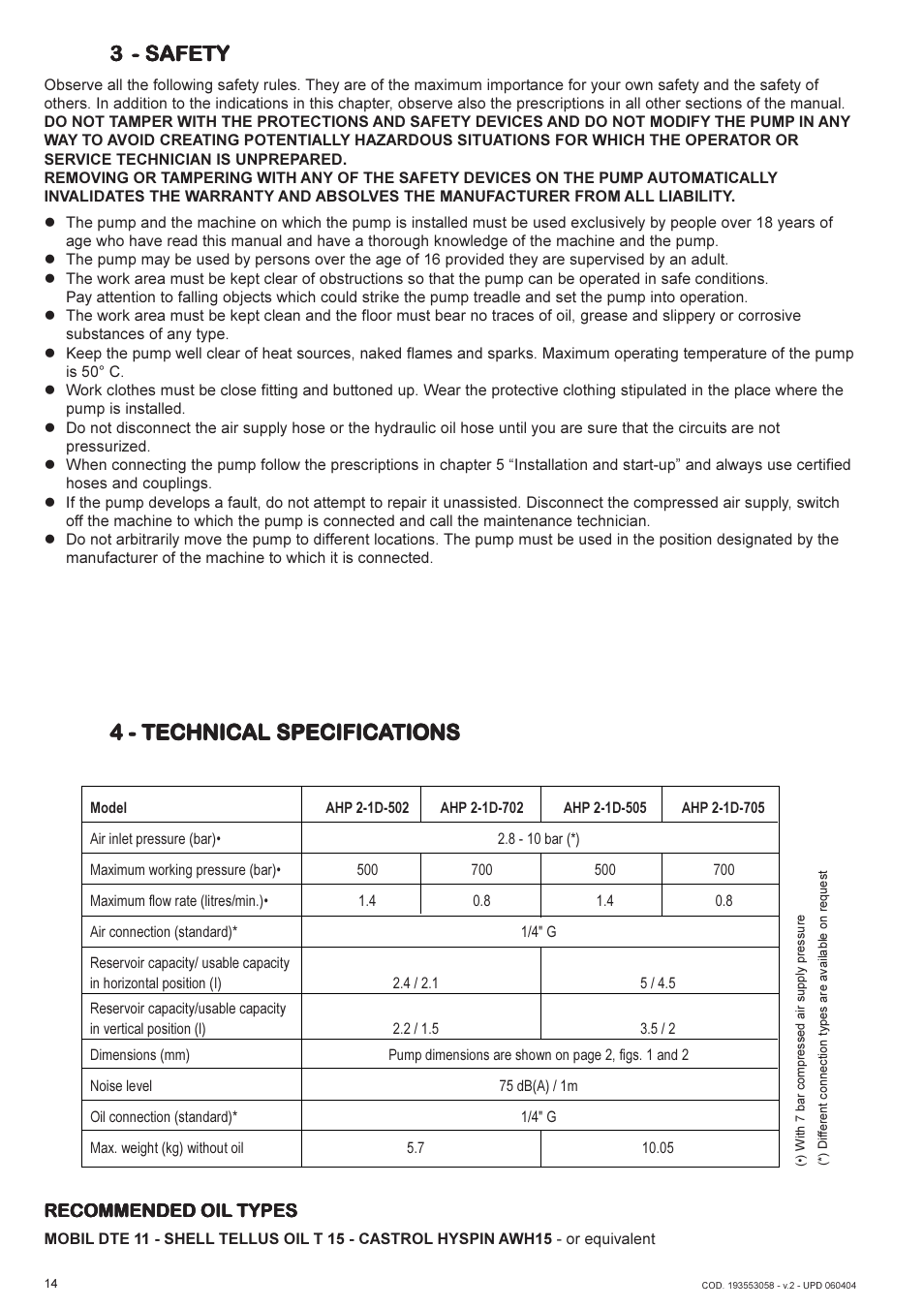 4 - technical specifica | Lukas AHP2-1D User Manual | Page 14 / 40