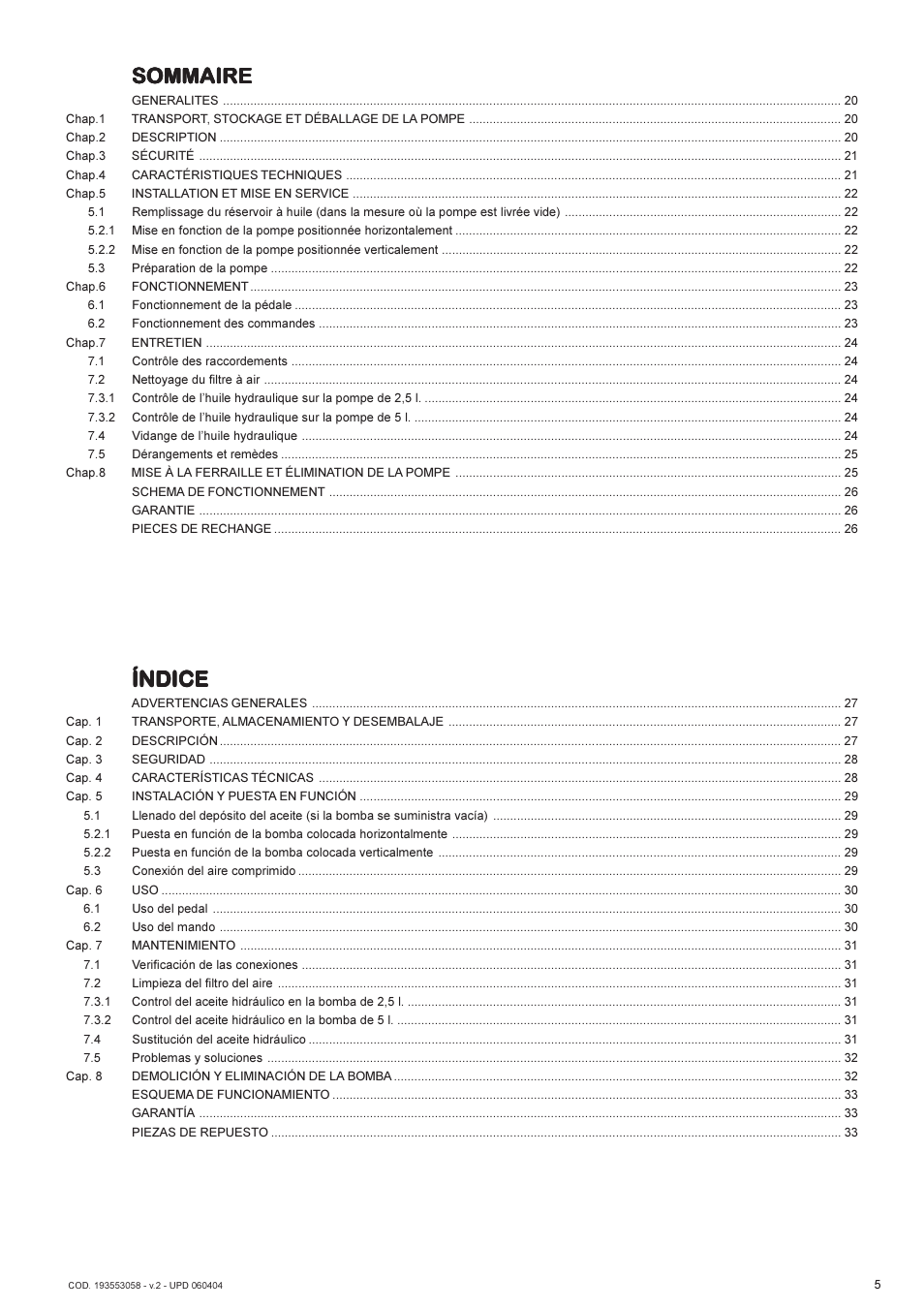 Índice, Sommaire | Lukas AHP2-1D User Manual | Page 5 / 40