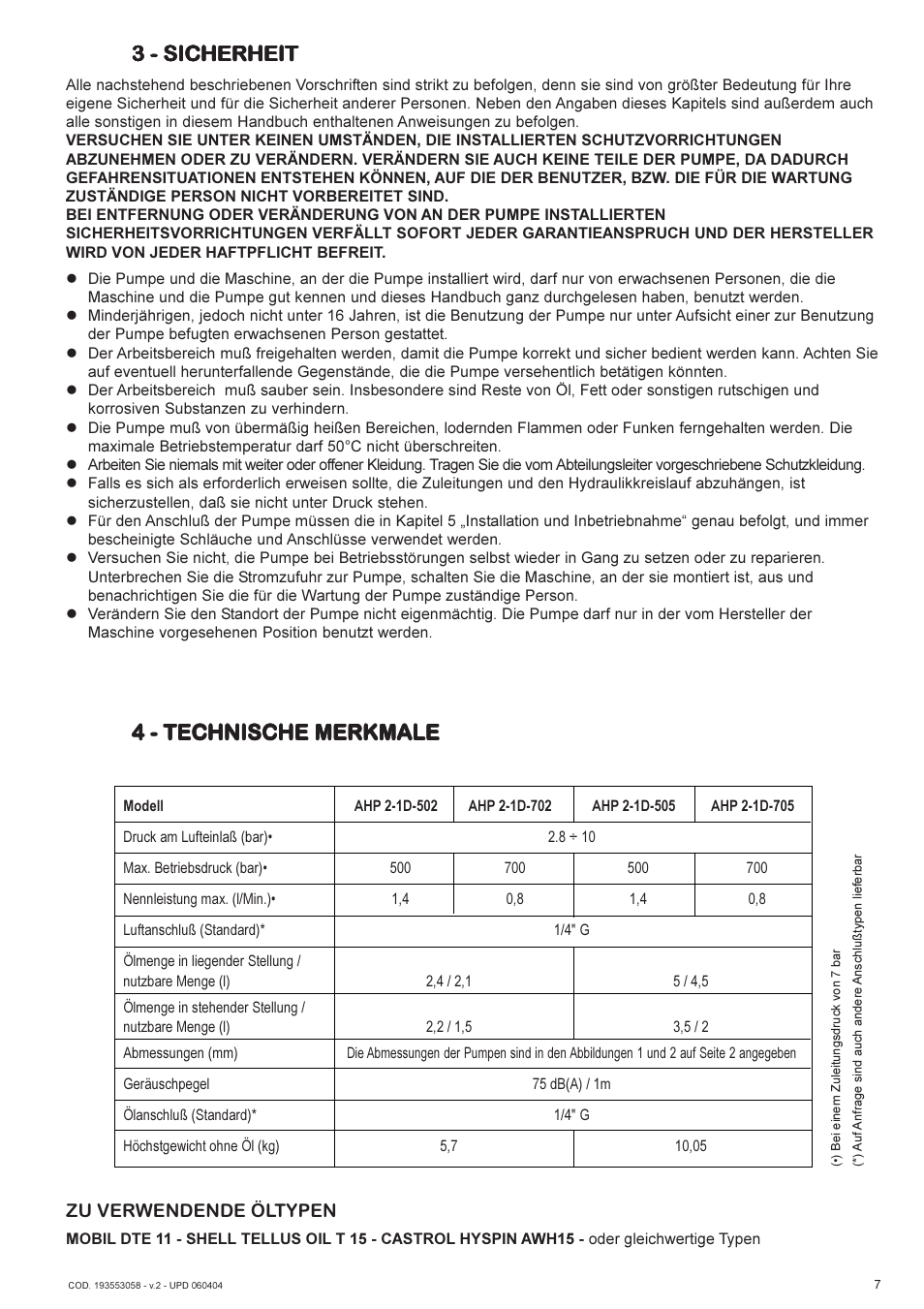 3 - sicherheit, 4 - technische merkmale | Lukas AHP2-1D User Manual | Page 7 / 40