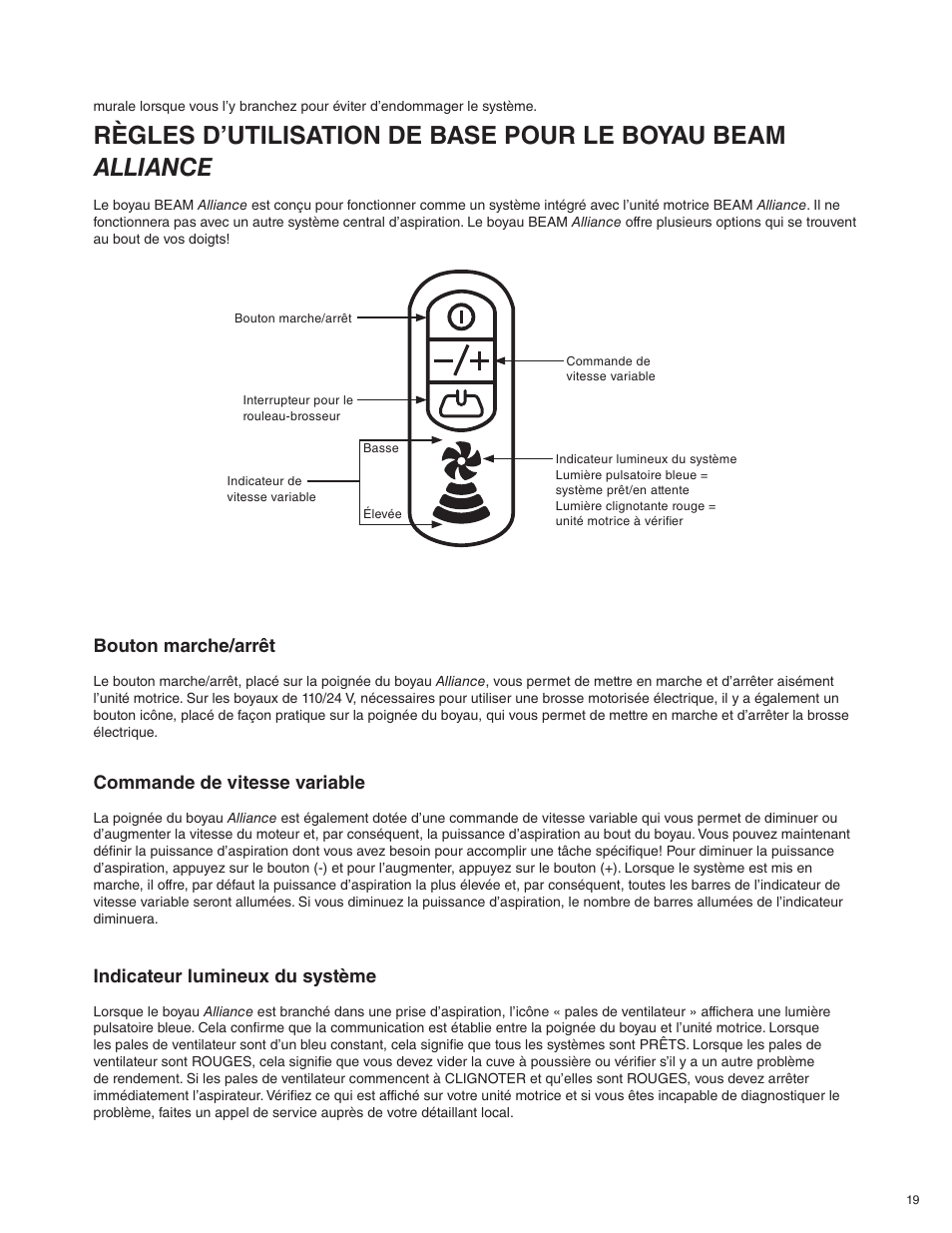 Phoenix :: cui1 & 2g, Power button (phoenix & 2g) | Beam Electrolux Alliance V.1 User Manual | Page 19 / 36