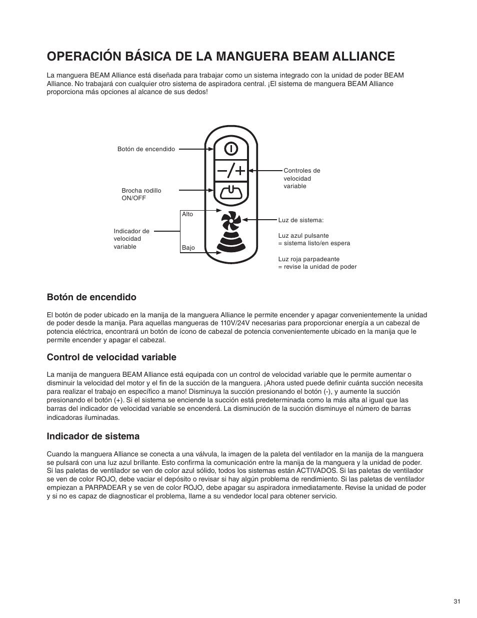 Phoenix :: cui1 & 2g, Power button (phoenix & 2g) | Beam Electrolux Alliance V.1 User Manual | Page 31 / 36