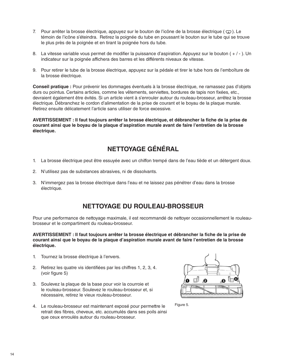 Nettoyage général, Nettoyage du rouleau-brosseur | Beam Electrolux Alliance Q User Manual | Page 14 / 24