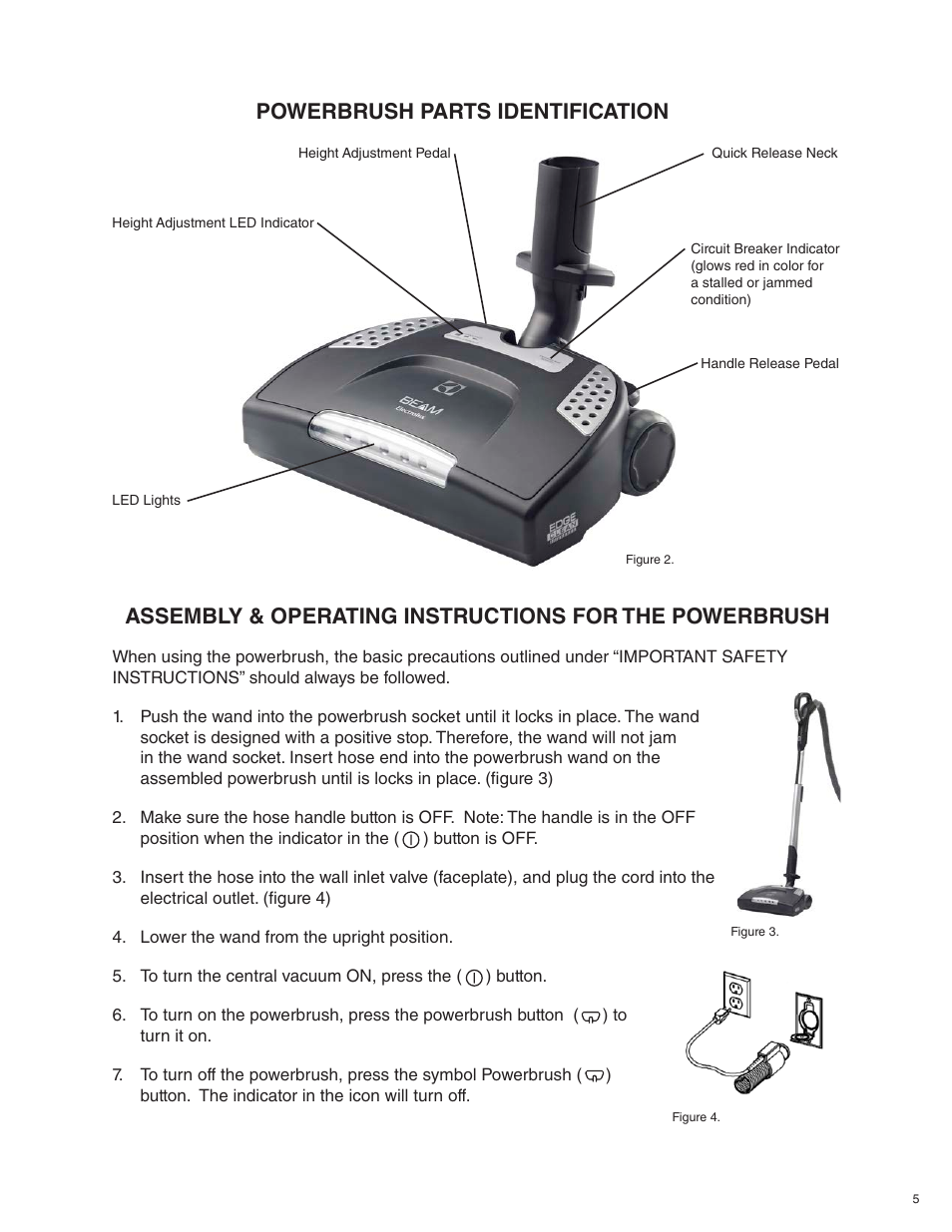 Powerbrush parts identification, Figure 2. figure 3. figure 4 | Beam Electrolux Alliance Q User Manual | Page 5 / 24