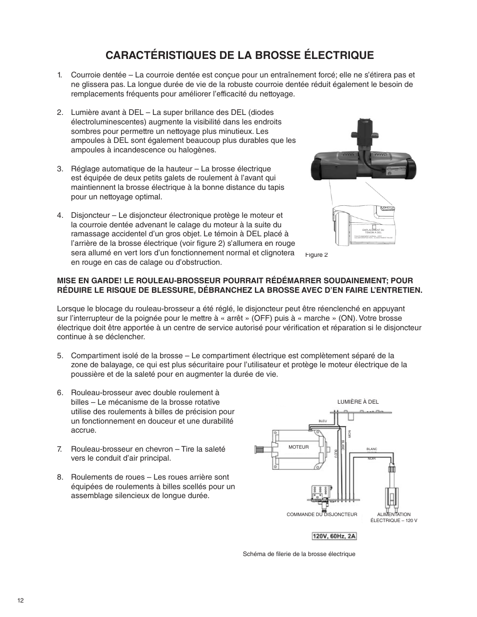 Caractéristiques de la brosse électrique | Beam Electrolux Alliance Solaire User Manual | Page 12 / 24