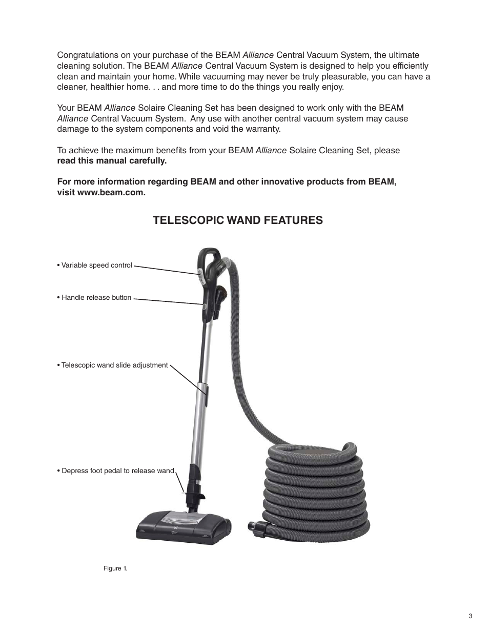 Telescopic wand features | Beam Electrolux Alliance Solaire User Manual | Page 3 / 24