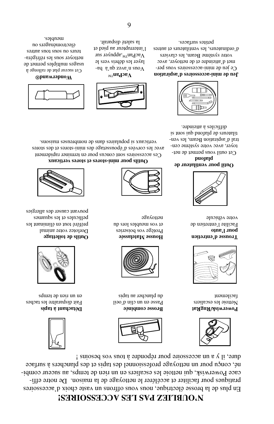 N’oubliez pas les accessoires | Beam Electrolux Serenity Plus Power Brush User Manual | Page 10 / 16