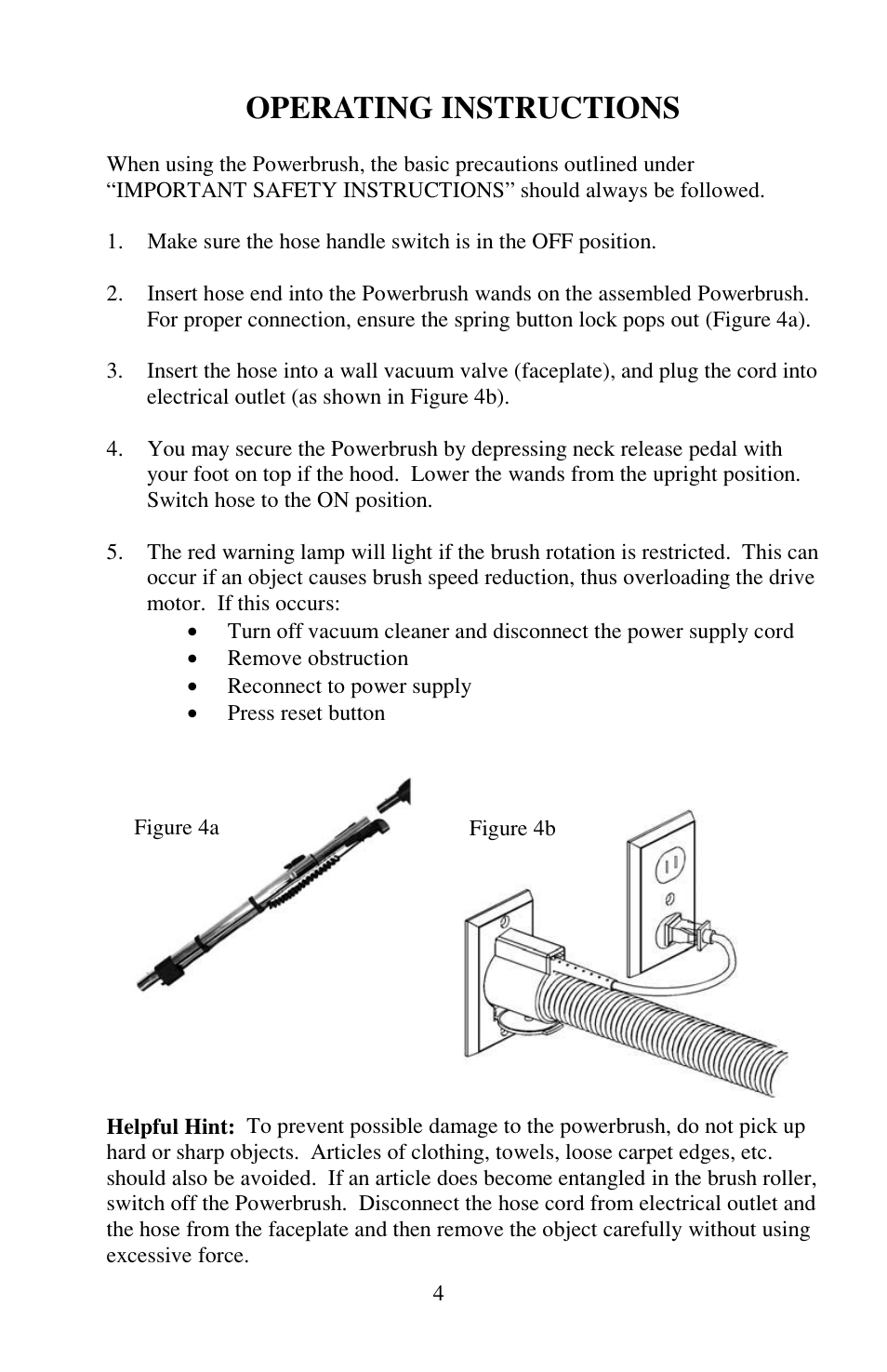 Operating instructions | Beam Electrolux Serenity Plus Power Brush User Manual | Page 5 / 16